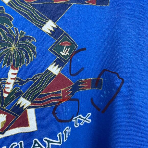 froot of the loom xl blue south padre tx vintage usa short sleeve sweater - Picture 9 of 11